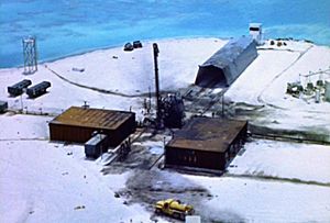 Contaminated Johnston Island Launch Emplacement 1, Bluegill Prime, Thor failure, July 25, 1962.