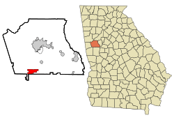 Location in Coweta County and the state of Georgia