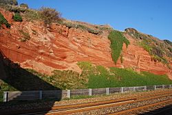 Cross bedded Red Triassic Sandstone Cliffs - geograph.org.uk - 1116610