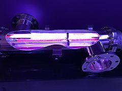 Cutaway model of UV disinfection unit used in NEWater water treatment plants