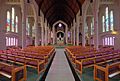 Inside Cathedral of the Holy Spirit, Palmerston North, looking along nave towards apse and ambulatory