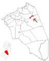 Map of Burlington County highlighting Wrightstown