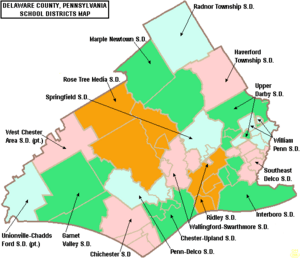 Map of Delaware County Pennsylvania School Districts
