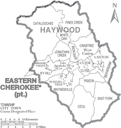 Map of Haywood County North Carolina With Municipal and Township Labels