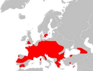 Map showing distribution of species in Europe and western Asia