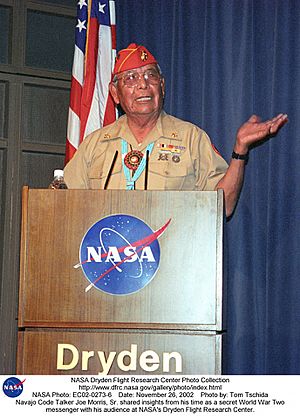 Navajo Code Talker Joe Morris in 2002