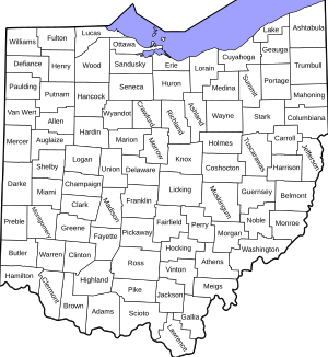 Ohio Counties Labeled White