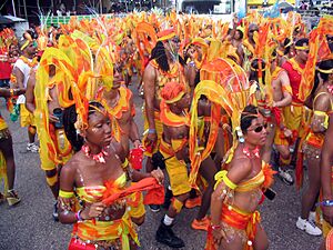 Orange Carnival Masqueraders in Trinidad