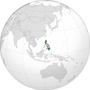 Location of the Philippines in Southeast Asia.