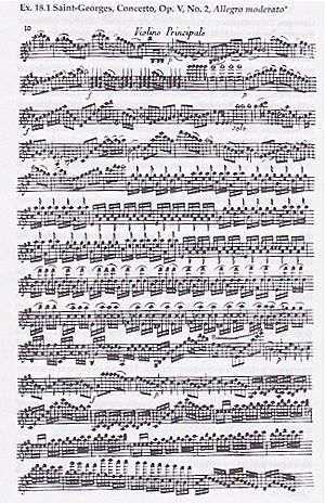 Page from Concerto Op. V No. 2 by Saint-Georges