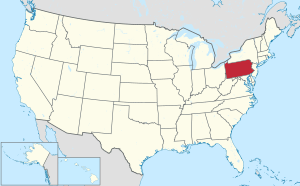 Map of the United States with Pennsylvania highlighted