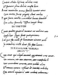 Pervigilium Veneris codex V page 1