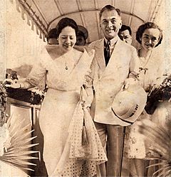 President Manuel L. Quezon with Aurora and Baby Quezon in 1938