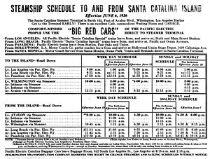 SS Catalina Schedule 1936