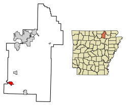 Location of Sidney in Sharp County, Arkansas.