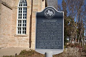 Sign at St Mary's Catholic Church, Fredericksburg, Texas