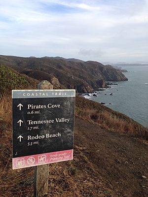 Sign on the California Coastal Trail South of Muir Beach