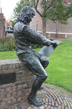 Statue of Palus Potter at the Drommedaris in Enkhuizen