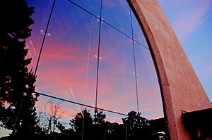Sunset reflects on the Sunset Center, Carmel-by-the-Sea