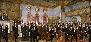 'Signing the Ordinance of Secession of Louisiana, January 26, 1861', oil on canvas painting by Enoch Wood Perry, Jr., 1861
