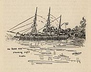 08 pen and ink drawing by Thomas Tendron Jeans for his book Ford of HMS Vigilant
