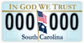 2008 South Carolina license plate In God We Trust 000 000