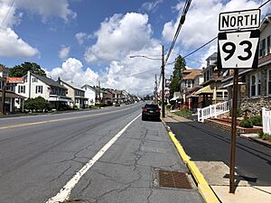 2022-08-08 12 08 14 View north along Pennsylvania State Route 93 (Berwick Street) just north of New Street and Tamaqua Street in Beaver Meadows, Carbon County, Pennsylvania