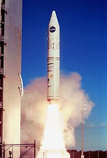 Athena 1 rocket launching from Kodiak Island.