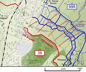 Attack on Schwaben Redoubt 1 July 1916 map