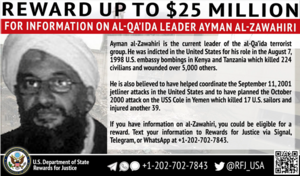 Ayman al-Zawahiri bounty flyer by RFJ