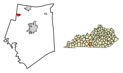 Location of Park City in Barren County, Kentucky.
