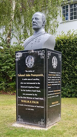 Bust of John Pennycuick, memorial garden, London Road Recreation Ground, Camberley, Surrey