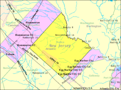 Census Bureau map of Mullica Township, New Jersey