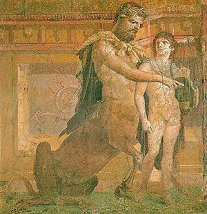 Chiron instructs young Achilles - Ancient Roman fresco