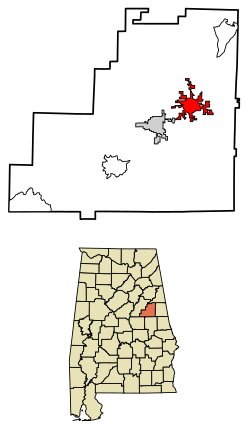 Location of Lineville in Clay County, Alabama.