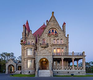 Craigdarroch Castle just after sunset - view from the west, Victoria, Canada