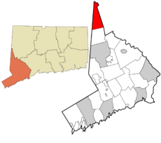 Sherman's location within Fairfield County and Connecticut