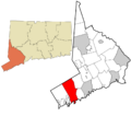 Fairfield County Connecticut incorporated and unincorporated areas Stamford highlighted