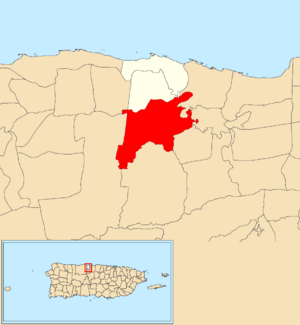 Location of Florida Afuera within the municipality of Barceloneta shown in red