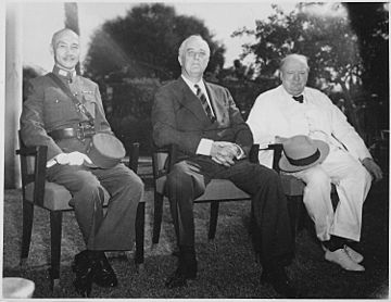 Franklin D. Roosevelt, Chiang,Kai Shek, and Churchill in Cairo, Egypt - NARA - 196609