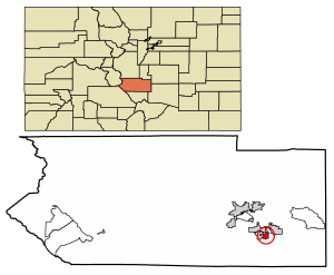 Location of the Town of Coal Creek in the Fremont County, Colorado.