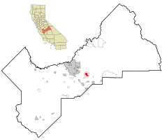 Location in Fresno County and the U.S. state of California