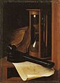 Gerard Dou - Hourglass and Inkpot on a Shelf - 1647