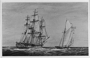 HMS Pique takes Hawk August 1813