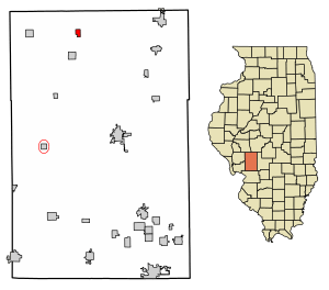 Location of Modesto in Macoupin County, Illinois.