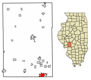 Location of Staunton in Macoupin County, Illinois.