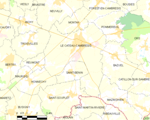 Map commune FR insee code 59136