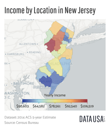 Map of Income by Location in New Jersey