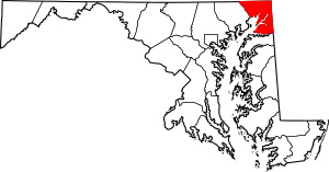 Map of Maryland highlighting Cecil County