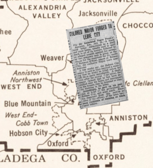 B&W news article on a map